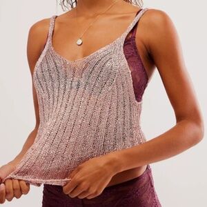 Free People All Time Fave Swift Cami Semi Sheer in Rose
